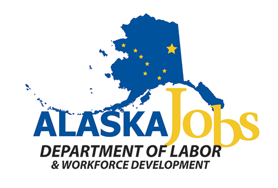 logo for Alaska Jobs - icon with State of alaska map and flag